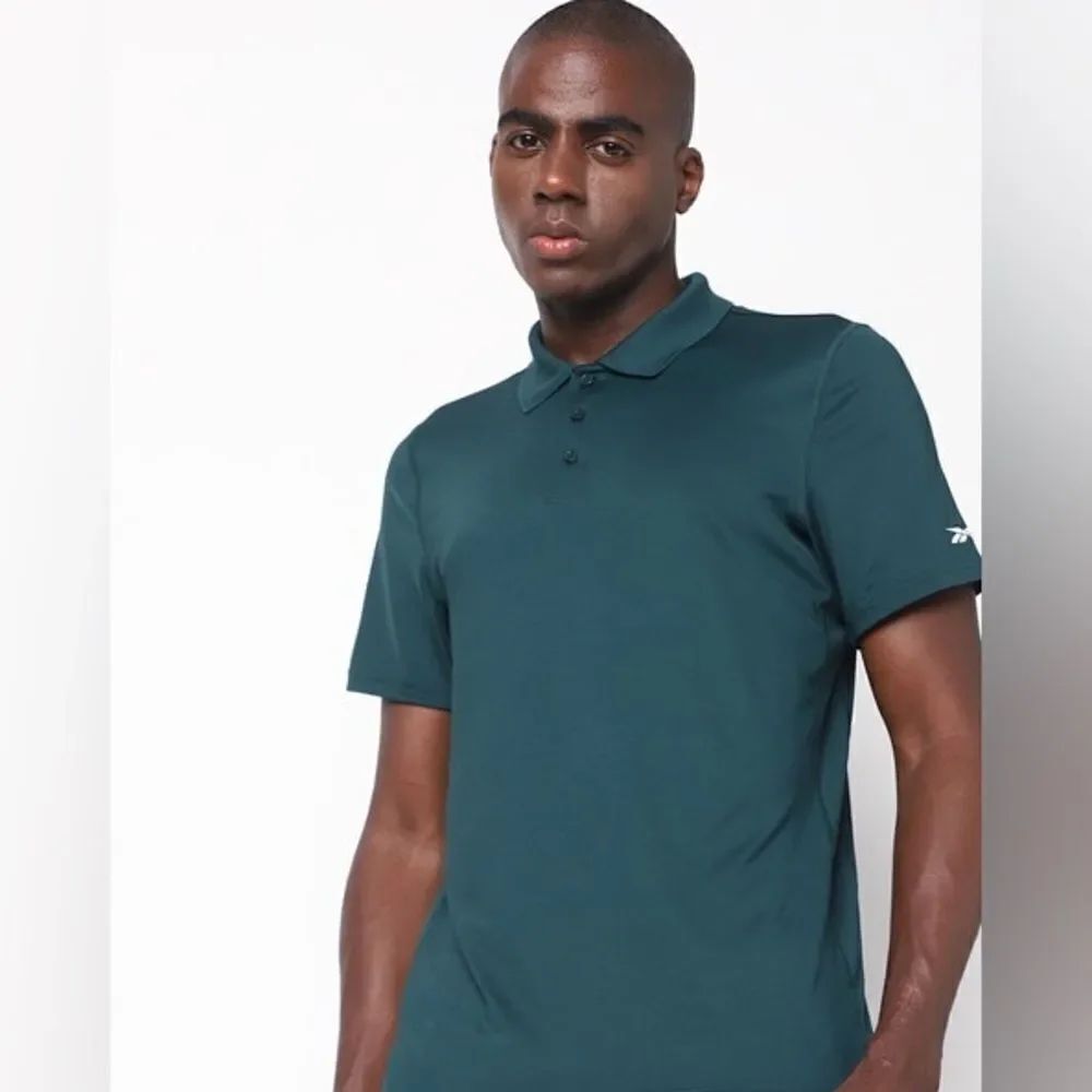 Rebook golf plus size three button short sleeve green patterned collar 3XL tall
